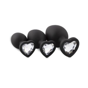 Siliconen Buttplug Set Met Diamantjes - Hart