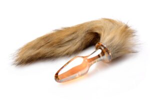 TAILZ - Fox Tail Anaalplug van Glas - Oranje met Faux Fur Staart